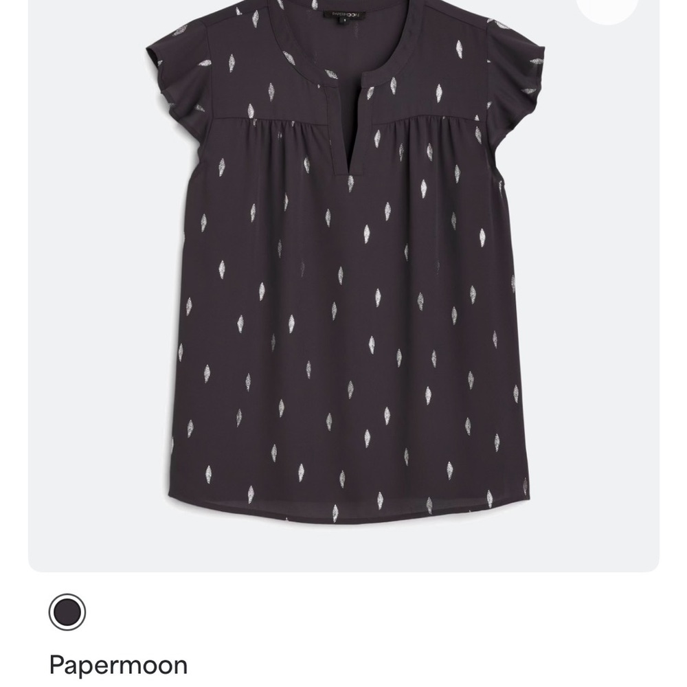 Papermoon Ally Foil Print Dark Gray Blouse